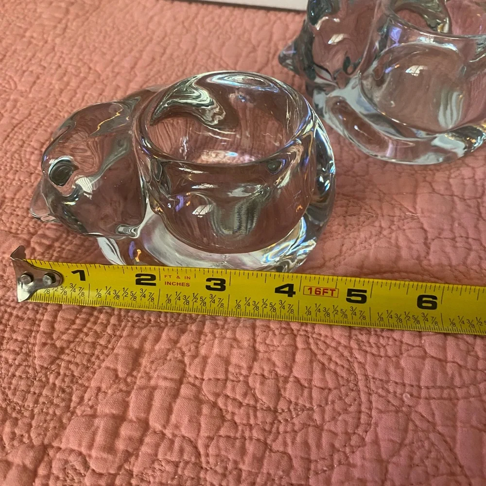 Vintage pair of Indiana Glass Clear Cat Glass Candle Holders